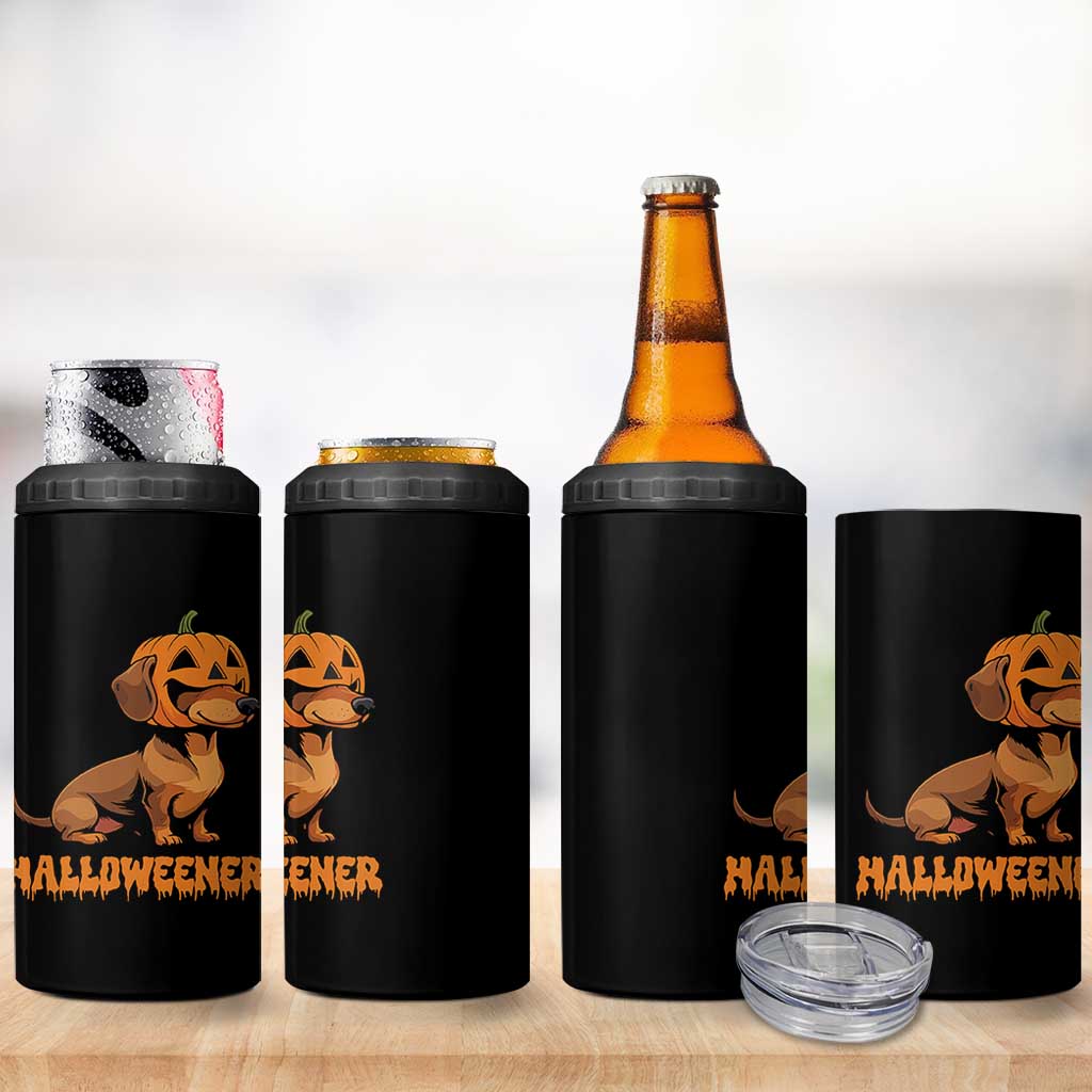Funny Halloween Dachshund 4 in 1 Can Cooler Tumbler Halloweener Pumpkin Wiener Dog - Wonder Print Shop