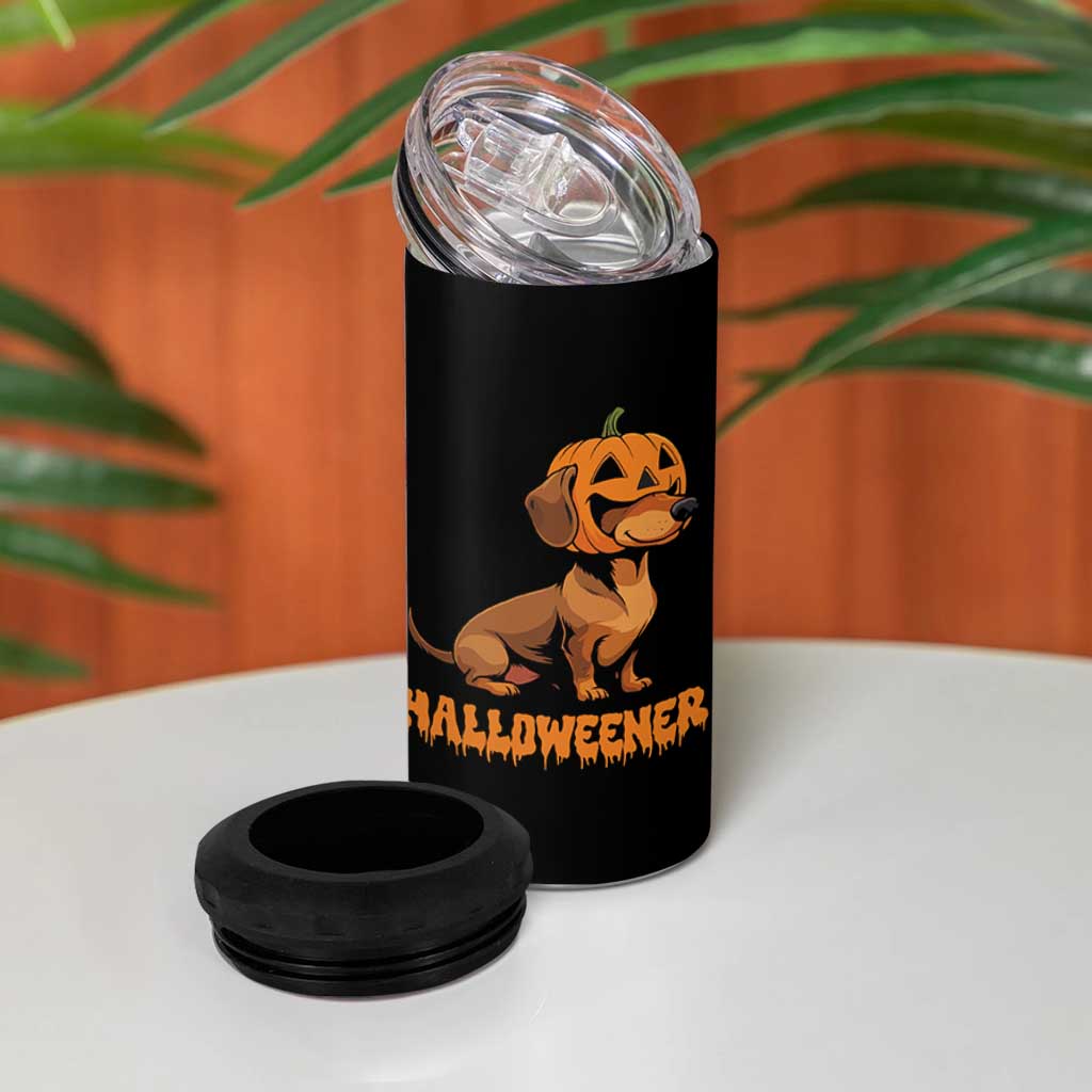 Funny Halloween Dachshund 4 in 1 Can Cooler Tumbler Halloweener Pumpkin Wiener Dog - Wonder Print Shop