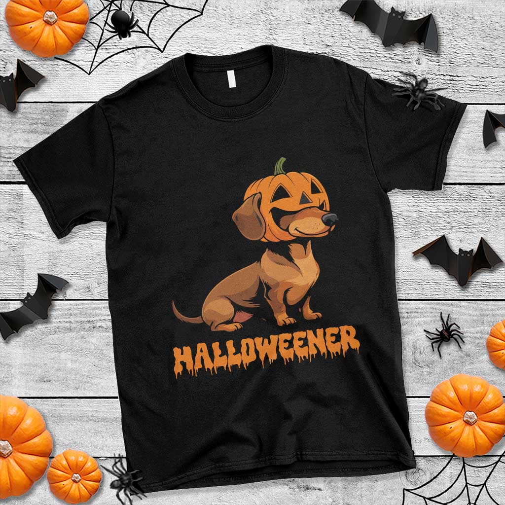 Funny Halloween Dachshund T Shirt Halloweener Pumpkin Wiener Dog - Wonder Print Shop