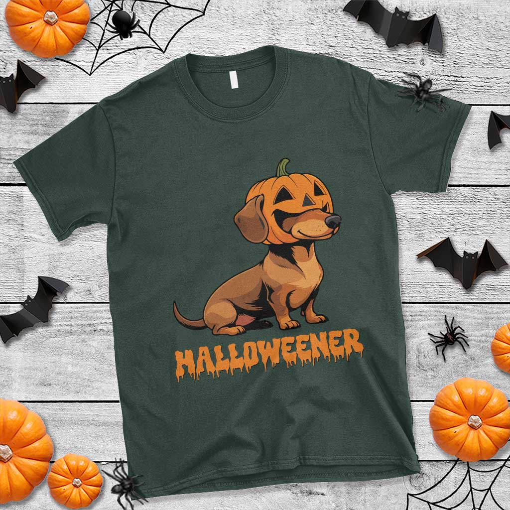 Funny Halloween Dachshund T Shirt Halloweener Pumpkin Wiener Dog - Wonder Print Shop