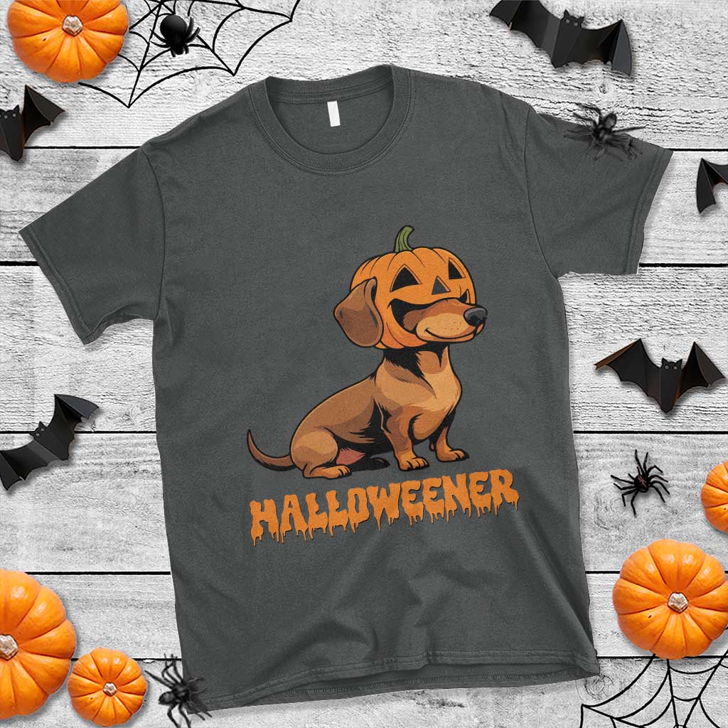 Funny Halloween Dachshund T Shirt Halloweener Pumpkin Wiener Dog - Wonder Print Shop