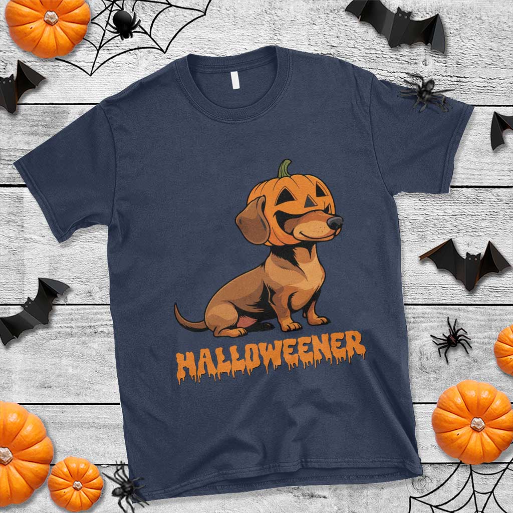 Funny Halloween Dachshund T Shirt Halloweener Pumpkin Wiener Dog - Wonder Print Shop