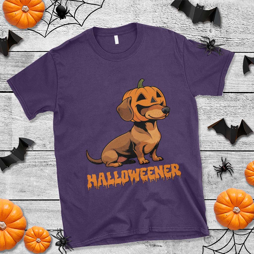 Funny Halloween Dachshund T Shirt Halloweener Pumpkin Wiener Dog - Wonder Print Shop