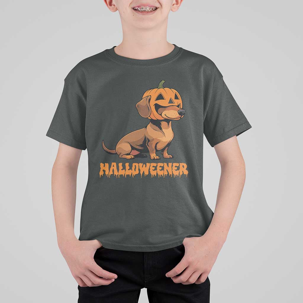 Funny Halloween Dachshund T Shirt For Kid Halloweener Pumpkin Wiener Dog - Wonder Print Shop