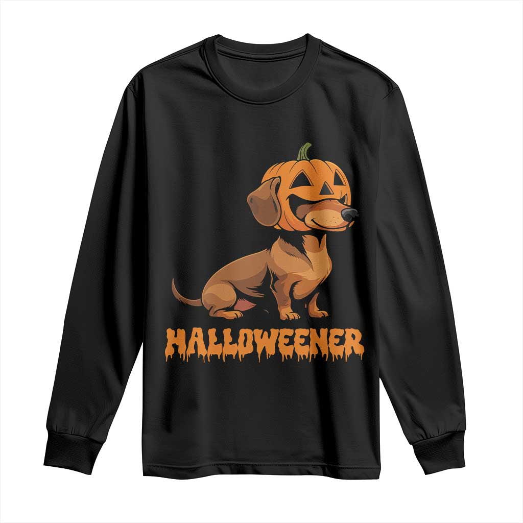 Funny Halloween Dachshund Long Sleeve Shirt Halloweener Pumpkin Wiener Dog - Wonder Print Shop