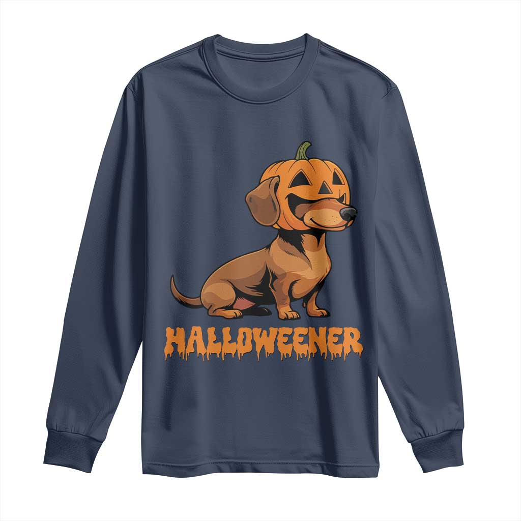 Funny Halloween Dachshund Long Sleeve Shirt Halloweener Pumpkin Wiener Dog - Wonder Print Shop