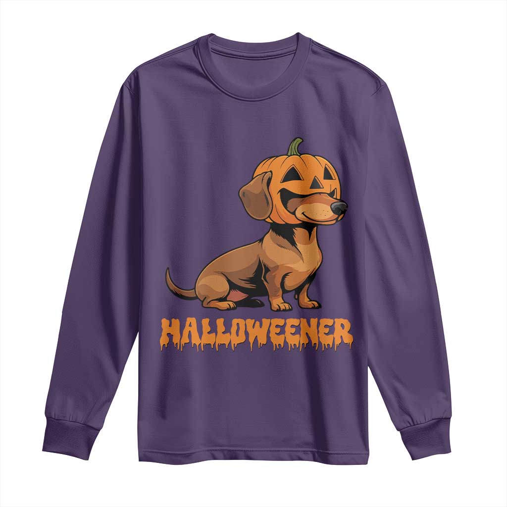 Funny Halloween Dachshund Long Sleeve Shirt Halloweener Pumpkin Wiener Dog - Wonder Print Shop