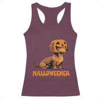 Funny Halloween Dachshund Racerback Tank Top Halloweener Pumpkin Wiener Dog - Wonder Print Shop