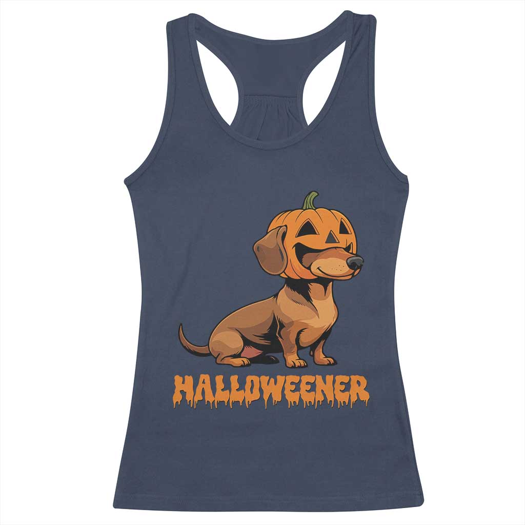Funny Halloween Dachshund Racerback Tank Top Halloweener Pumpkin Wiener Dog - Wonder Print Shop