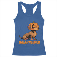 Funny Halloween Dachshund Racerback Tank Top Halloweener Pumpkin Wiener Dog - Wonder Print Shop
