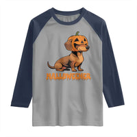 Funny Halloween Dachshund Raglan Shirt Halloweener Pumpkin Wiener Dog - Wonder Print Shop