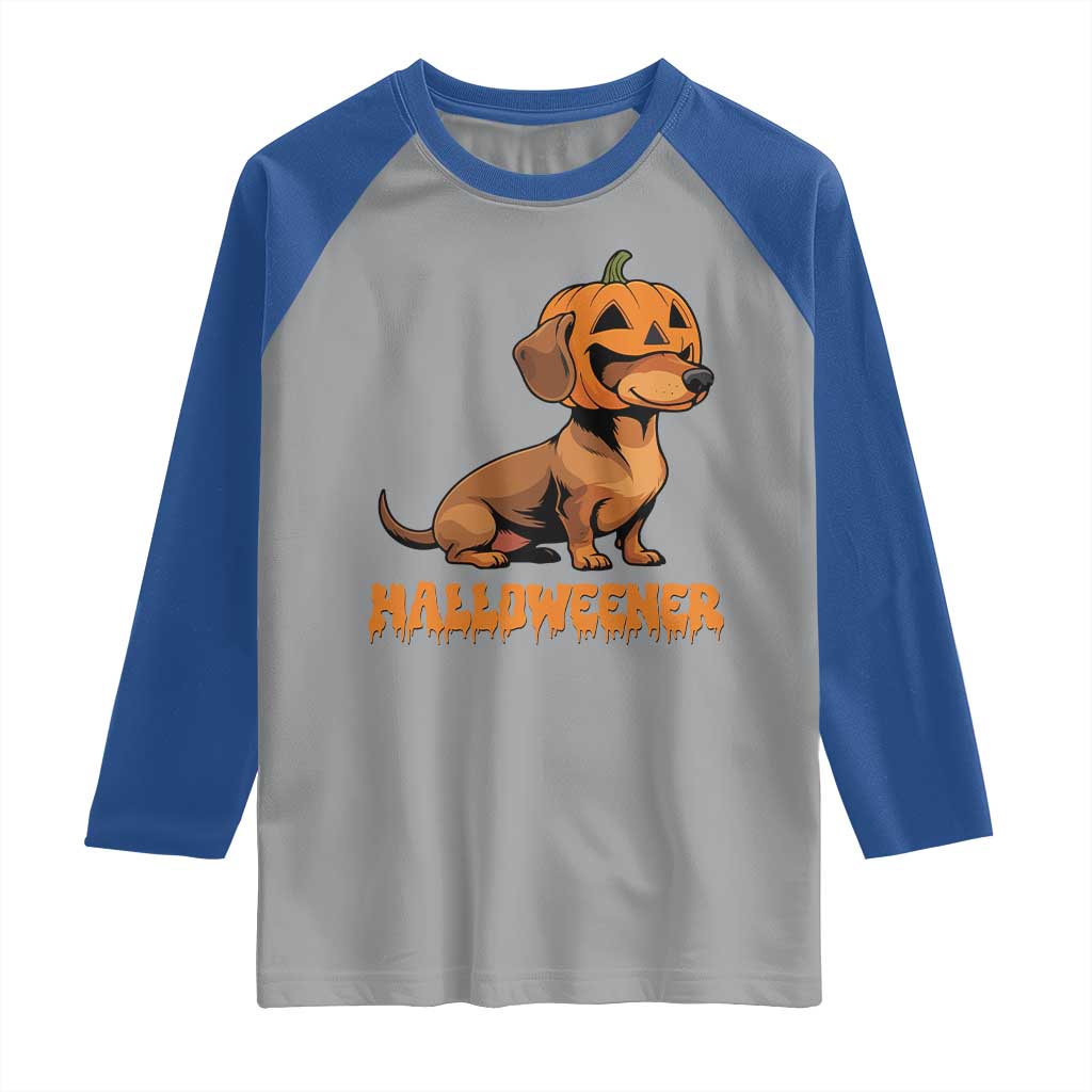 Funny Halloween Dachshund Raglan Shirt Halloweener Pumpkin Wiener Dog - Wonder Print Shop