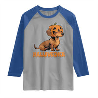 Funny Halloween Dachshund Raglan Shirt Halloweener Pumpkin Wiener Dog - Wonder Print Shop