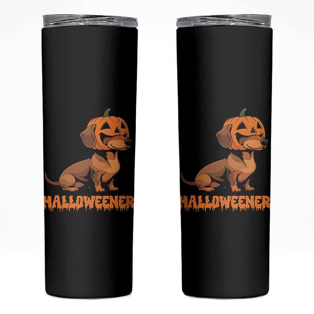 Funny Halloween Dachshund Skinny Tumbler Halloweener Pumpkin Wiener Dog - Wonder Print Shop