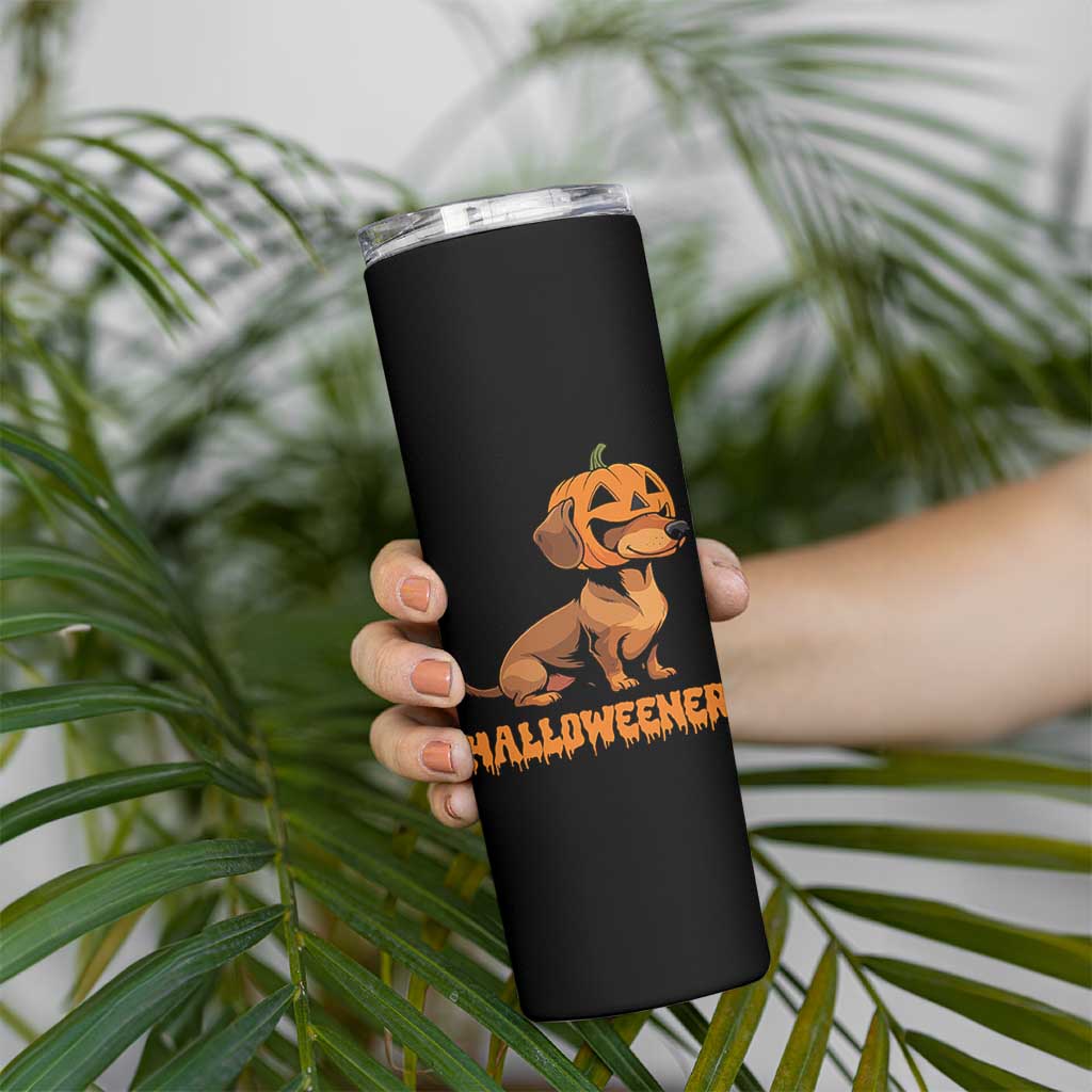 Funny Halloween Dachshund Skinny Tumbler Halloweener Pumpkin Wiener Dog - Wonder Print Shop