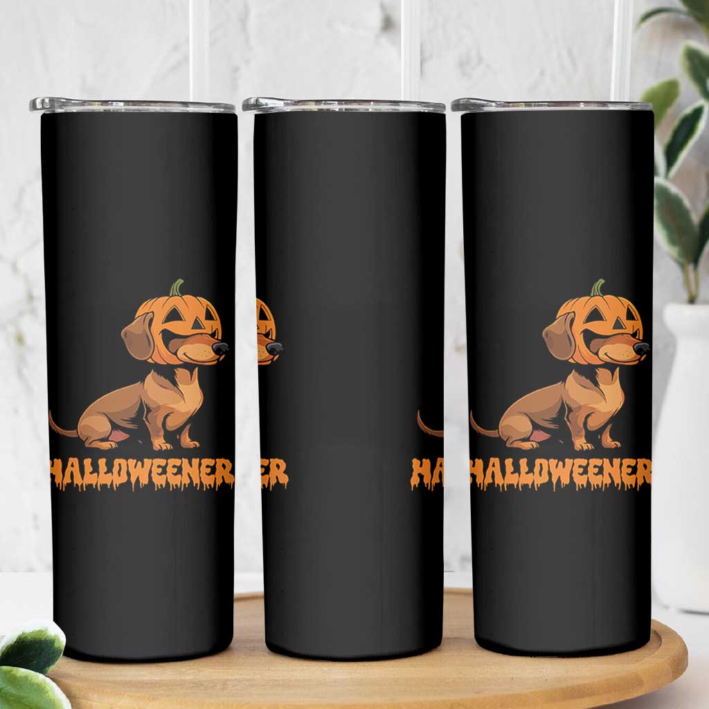 Funny Halloween Dachshund Skinny Tumbler Halloweener Pumpkin Wiener Dog - Wonder Print Shop