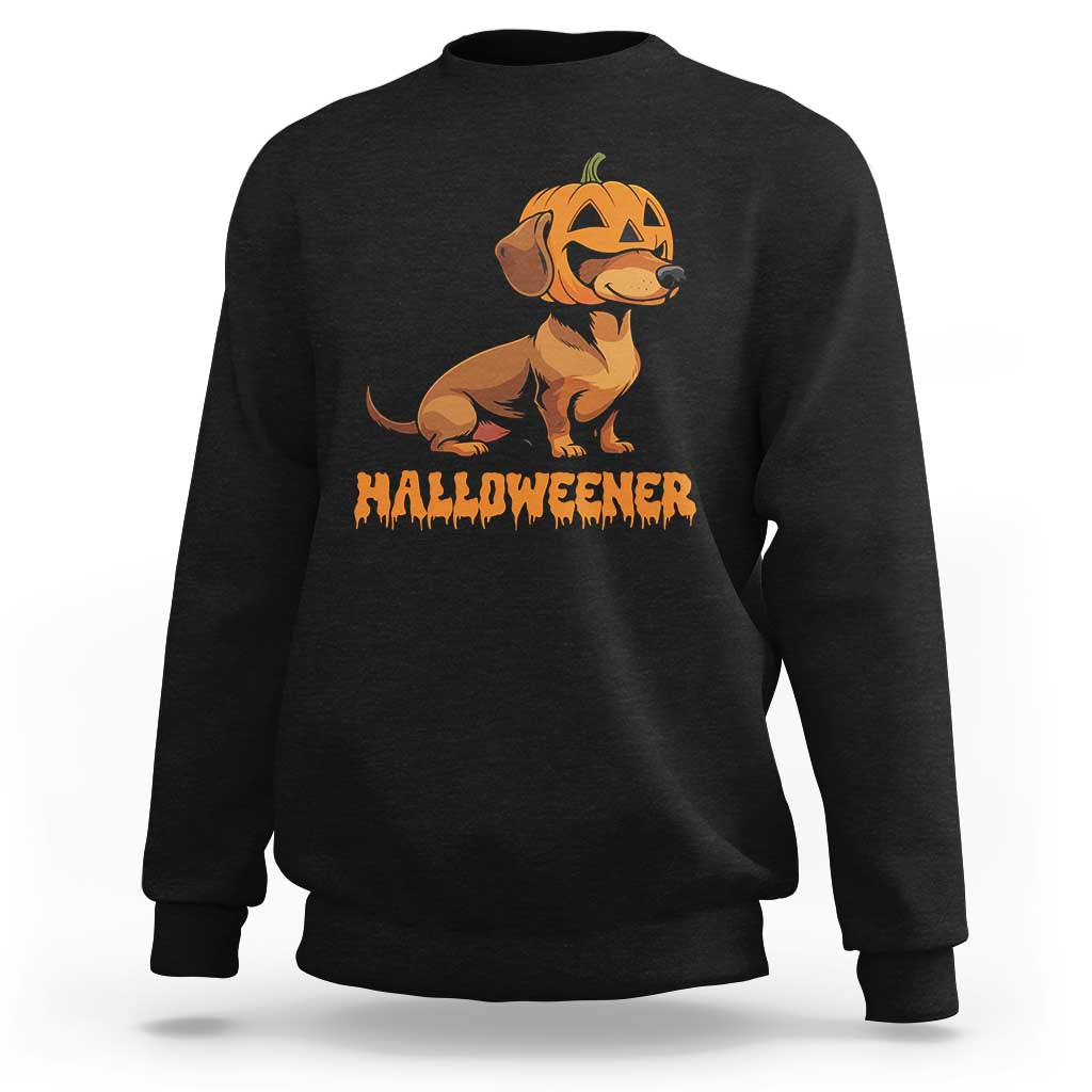 Funny Halloween Dachshund Sweatshirt Halloweener Pumpkin Wiener Dog - Wonder Print Shop