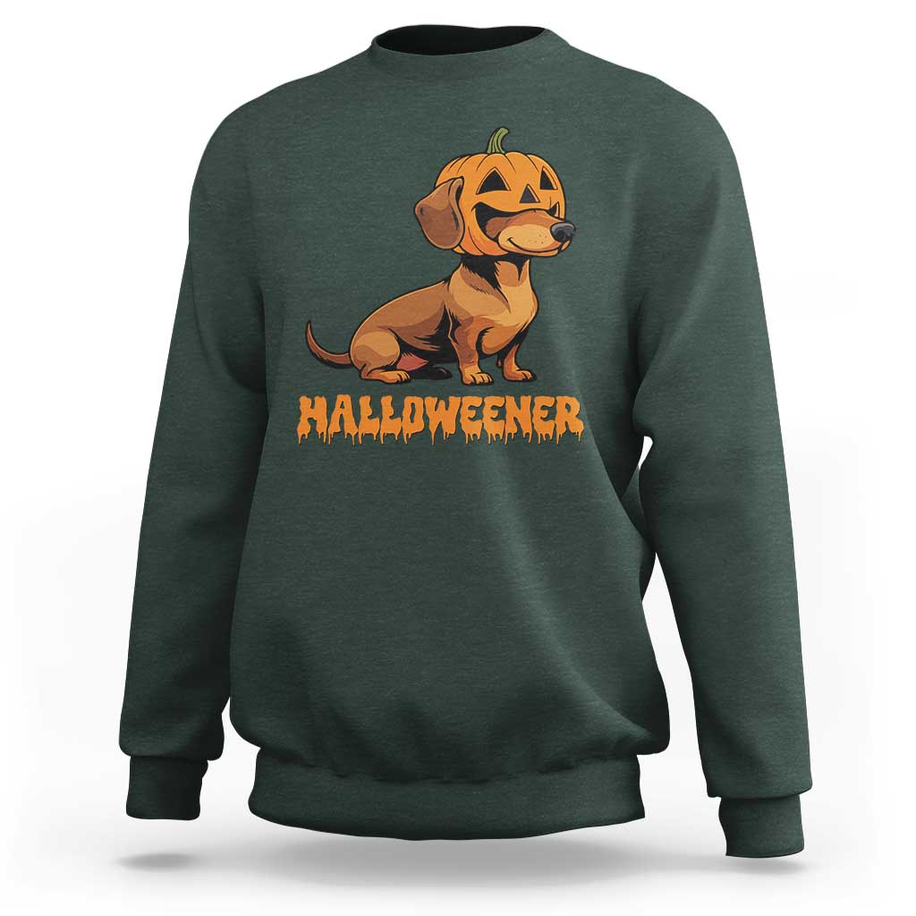 Funny Halloween Dachshund Sweatshirt Halloweener Pumpkin Wiener Dog - Wonder Print Shop