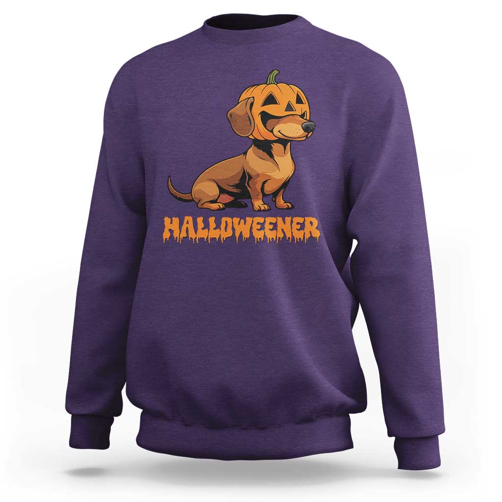 Funny Halloween Dachshund Sweatshirt Halloweener Pumpkin Wiener Dog - Wonder Print Shop