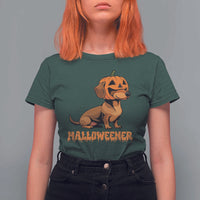 Funny Halloween Dachshund T Shirt For Women Halloweener Pumpkin Wiener Dog - Wonder Print Shop