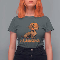 Funny Halloween Dachshund T Shirt For Women Halloweener Pumpkin Wiener Dog - Wonder Print Shop