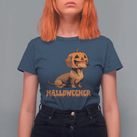 Funny Halloween Dachshund T Shirt For Women Halloweener Pumpkin Wiener Dog - Wonder Print Shop