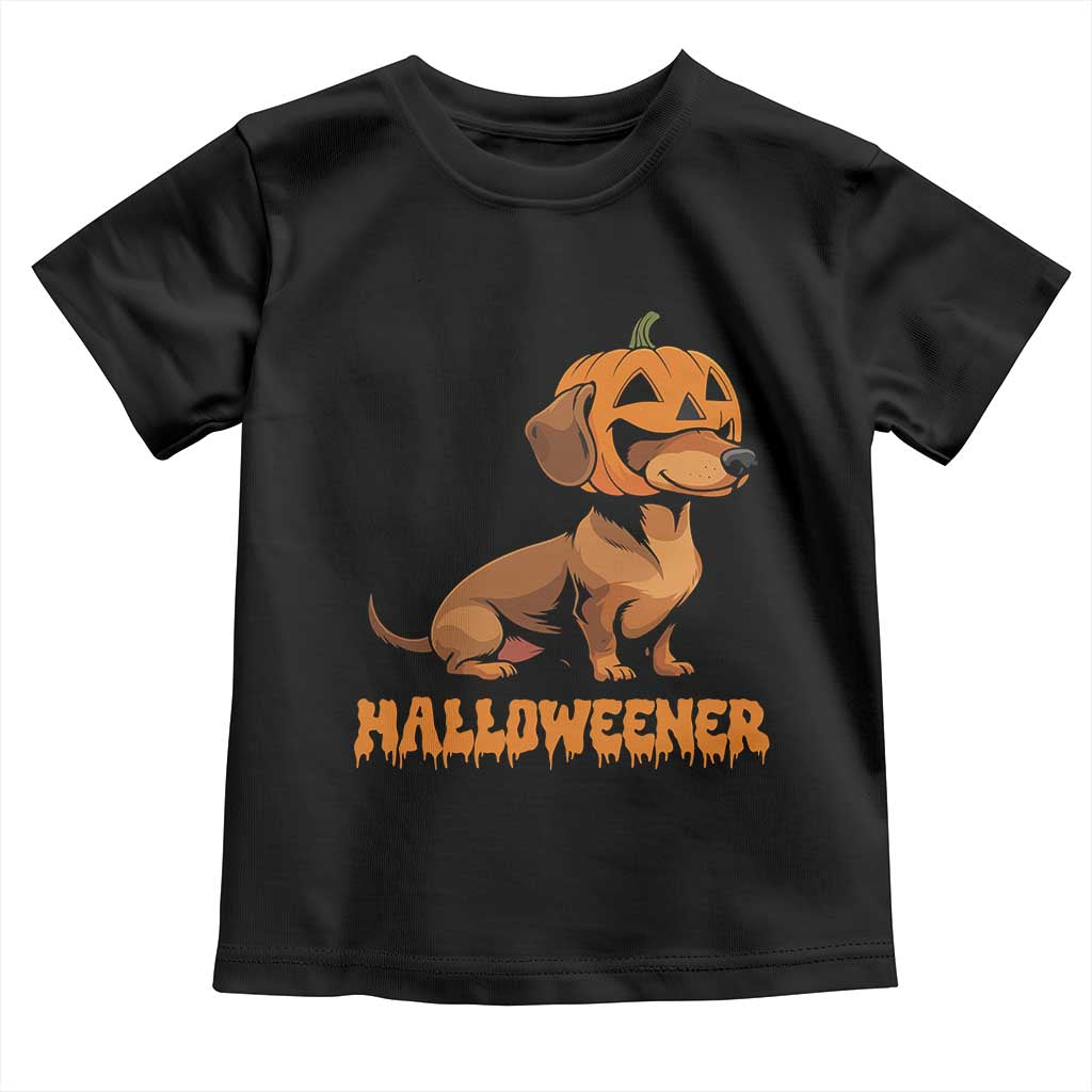 Funny Halloween Dachshund Toddler T Shirt Halloweener Pumpkin Wiener Dog - Wonder Print Shop