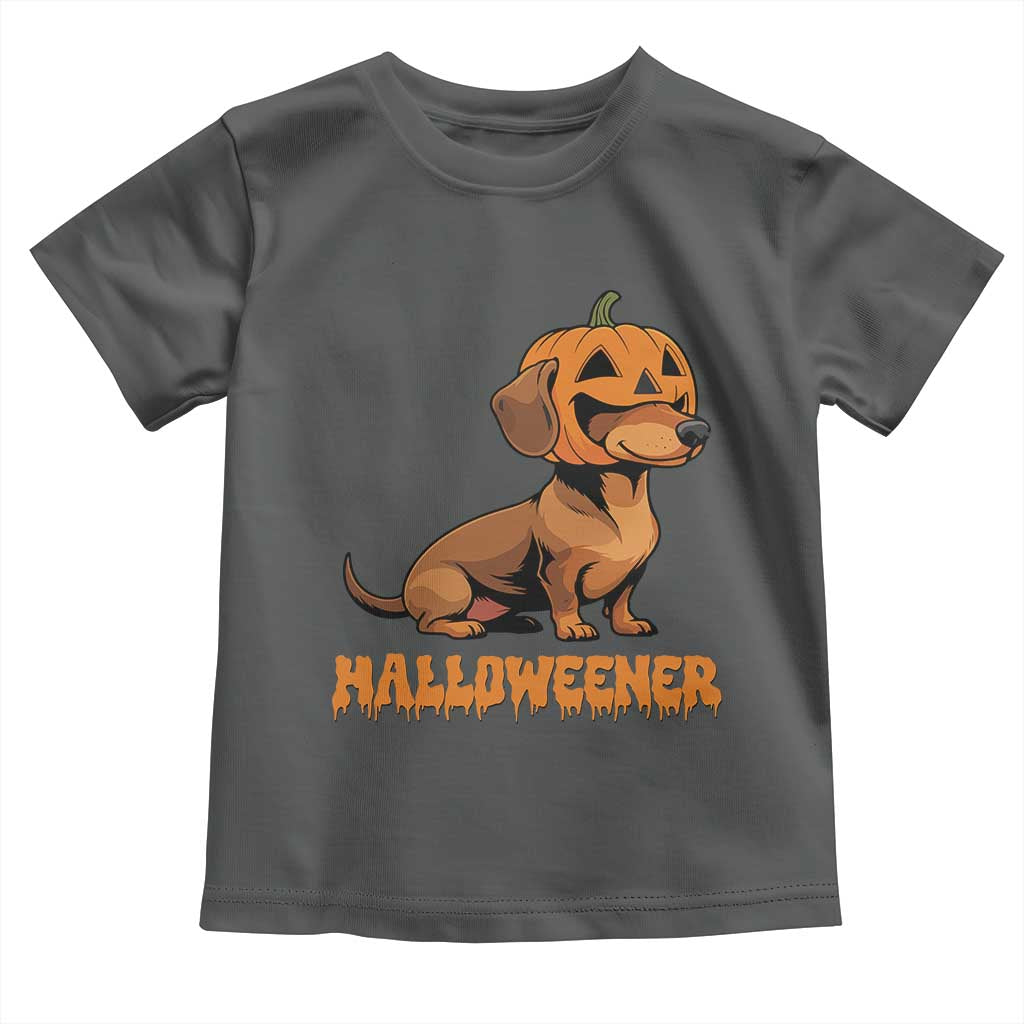 Funny Halloween Dachshund Toddler T Shirt Halloweener Pumpkin Wiener Dog - Wonder Print Shop