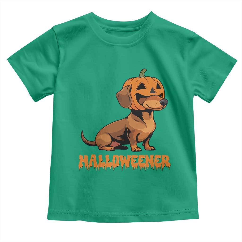 Funny Halloween Dachshund Toddler T Shirt Halloweener Pumpkin Wiener Dog - Wonder Print Shop