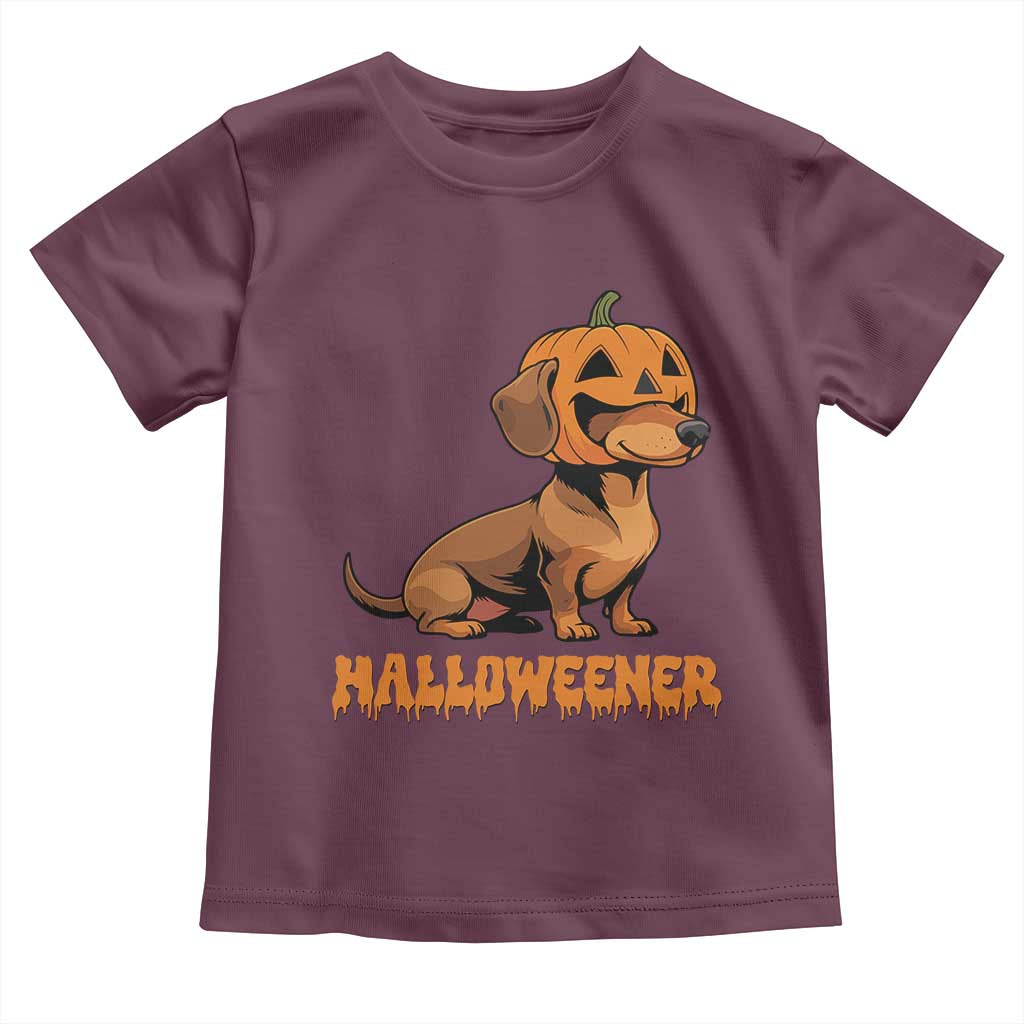 Funny Halloween Dachshund Toddler T Shirt Halloweener Pumpkin Wiener Dog - Wonder Print Shop