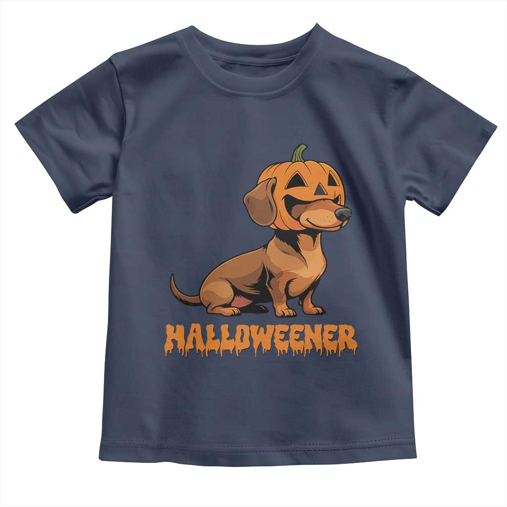 Funny Halloween Dachshund Toddler T Shirt Halloweener Pumpkin Wiener Dog - Wonder Print Shop