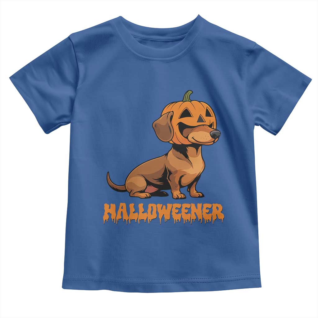 Funny Halloween Dachshund Toddler T Shirt Halloweener Pumpkin Wiener Dog - Wonder Print Shop