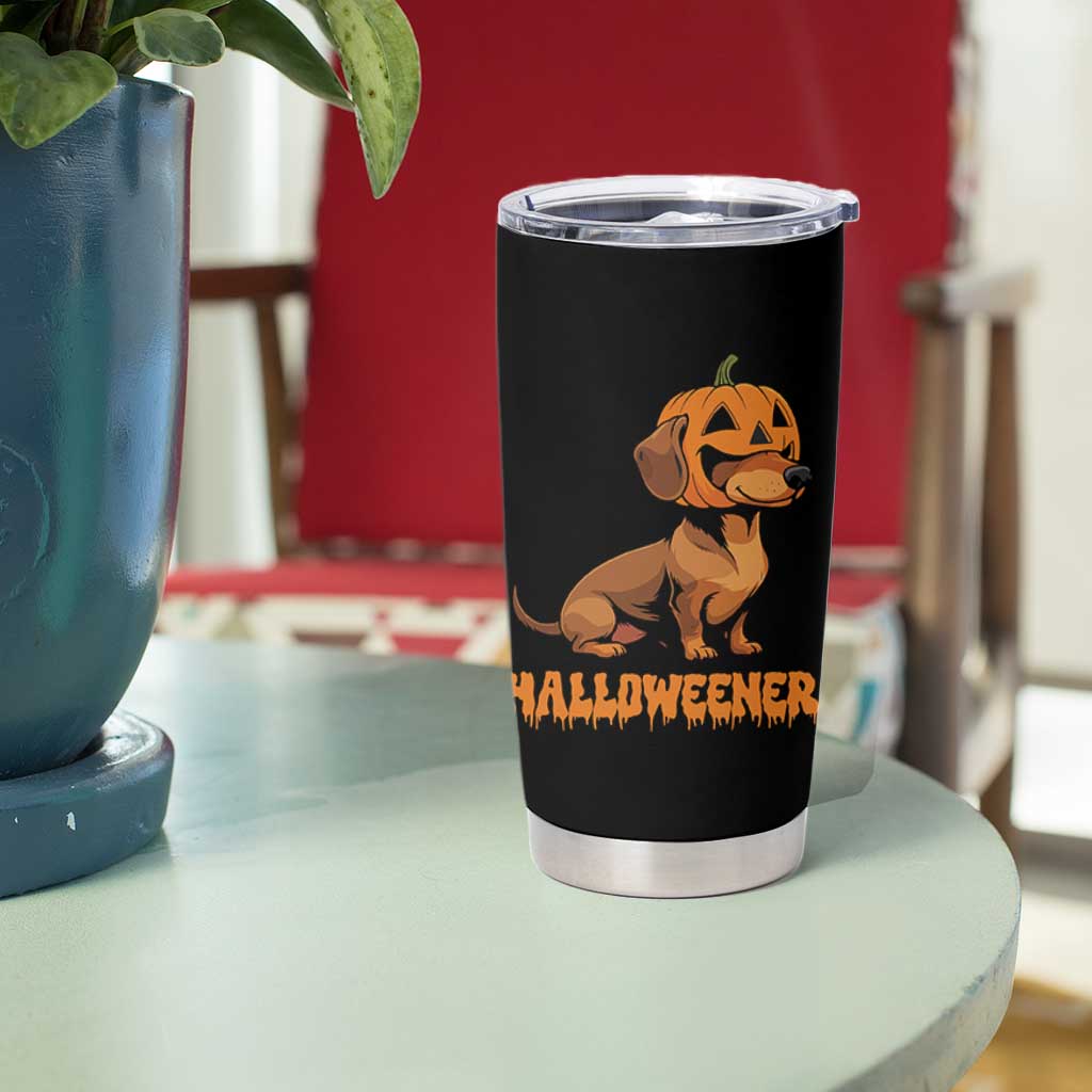 Funny Halloween Dachshund Tumbler Cup Halloweener Pumpkin Wiener Dog - Wonder Print Shop
