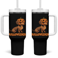Funny Halloween Dachshund Tumbler With Handle Halloweener Pumpkin Wiener Dog - Wonder Print Shop