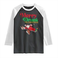 Funny Christmas Beers Raglan Shirt Merry Drunk I'm Christmas Santa - Wonder Print Shop