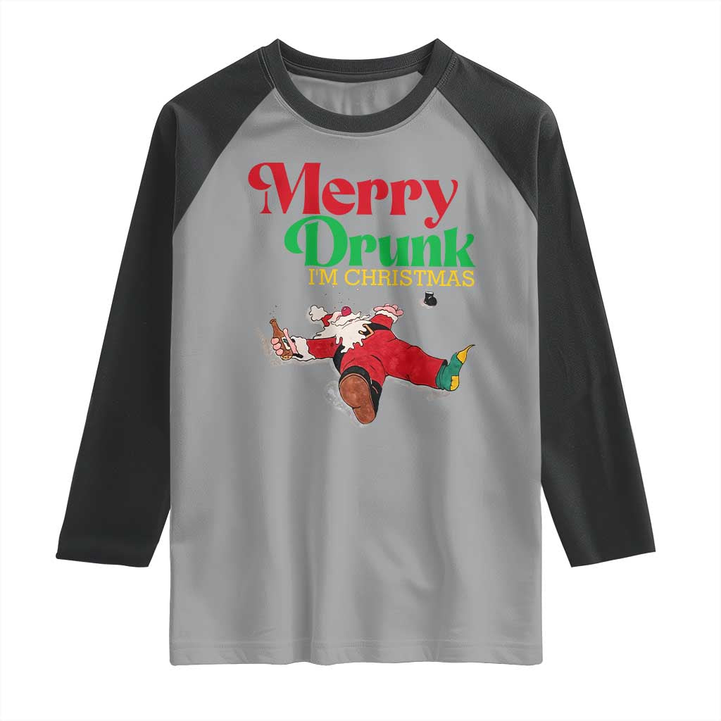 Funny Christmas Beers Raglan Shirt Merry Drunk I'm Christmas Santa - Wonder Print Shop