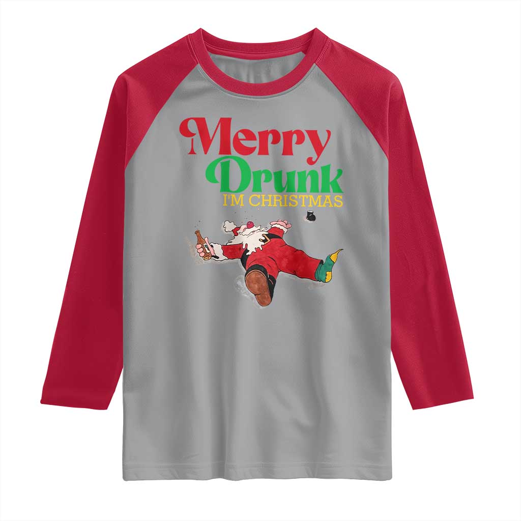 Funny Christmas Beers Raglan Shirt Merry Drunk I'm Christmas Santa - Wonder Print Shop