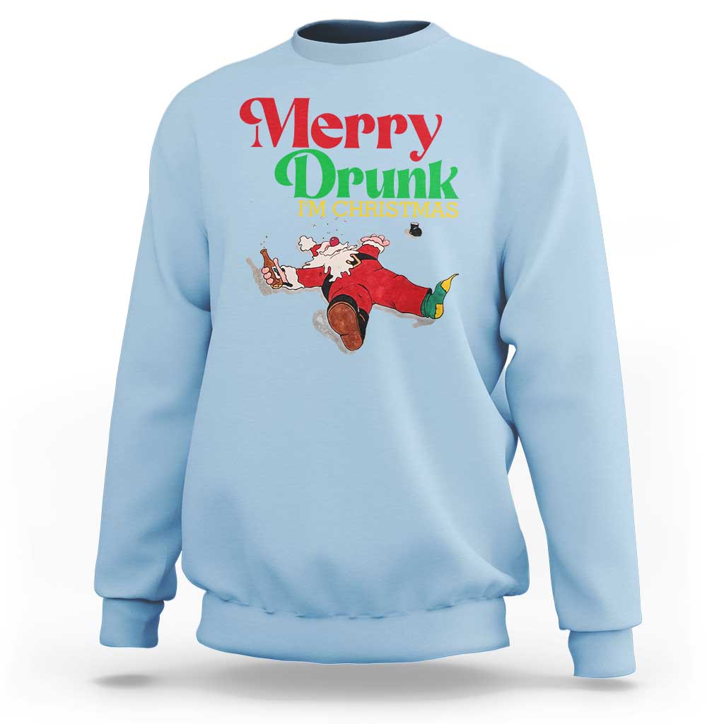 Funny Christmas Beers Sweatshirt Merry Drunk I'm Christmas Santa - Wonder Print Shop