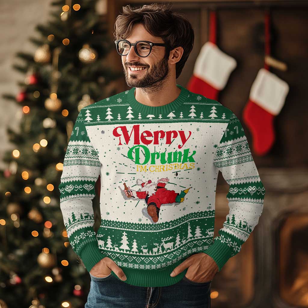 Funny Xmas Beers Ugly Christmas Sweater Merry Drunk I'm Christmas Santa - Wonder Print Shop