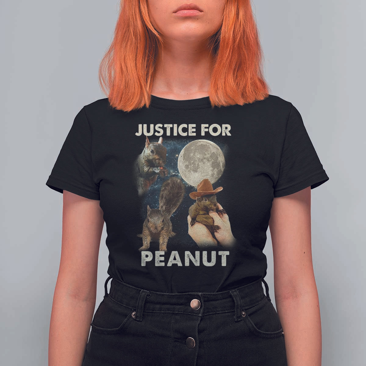 Justice For Peanut The Squirrel 2024 Moon T Shirt For Women - Wonder Print Shop