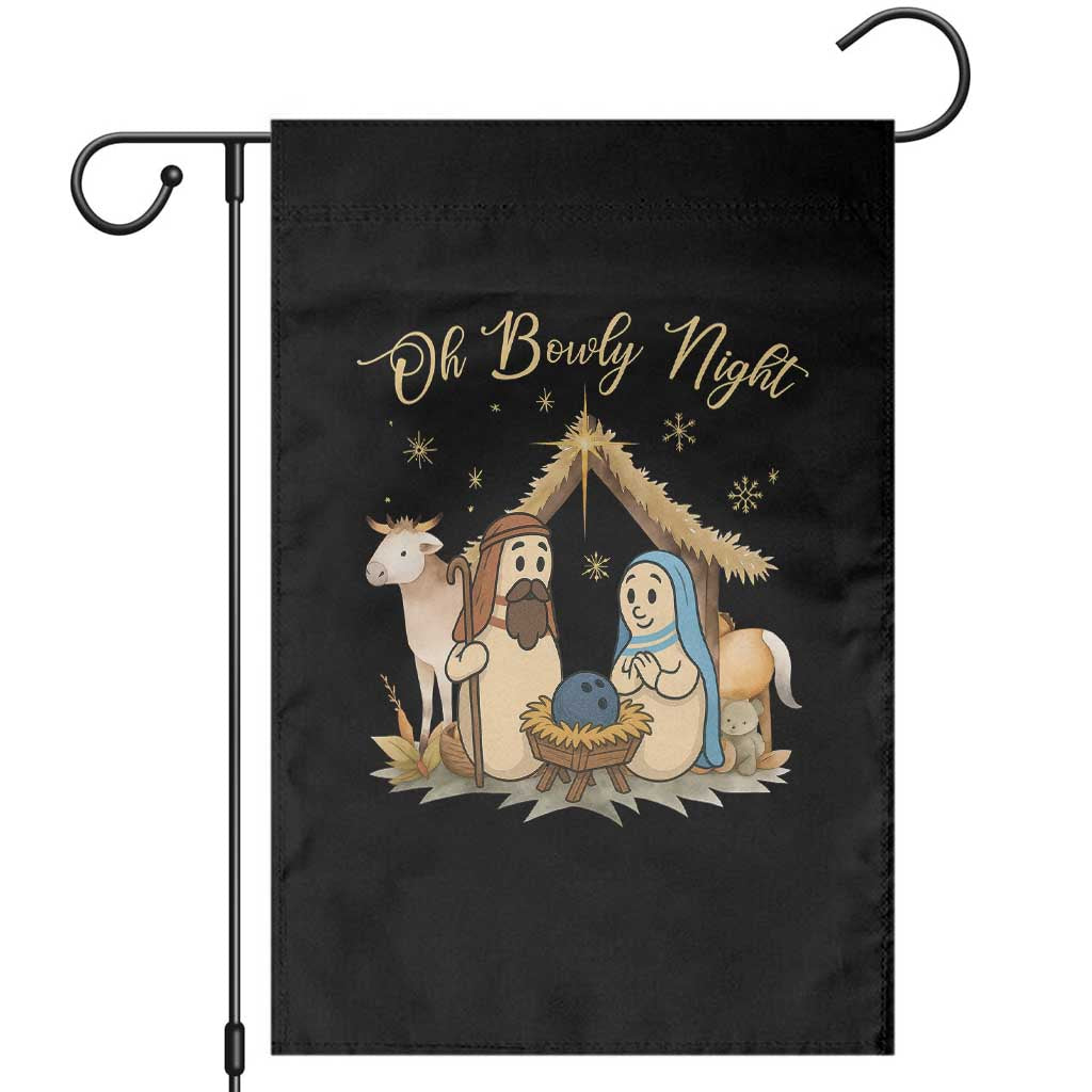 Funny Christmas Bowling Garden Flag Oh Bowly Night Nativity Scene Bowling Pins - Wonder Print Shop