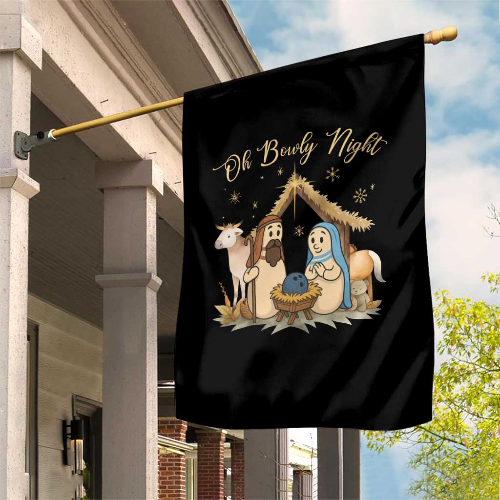 Funny Christmas Bowling Garden Flag Oh Bowly Night Nativity Scene Bowling Pins - Wonder Print Shop