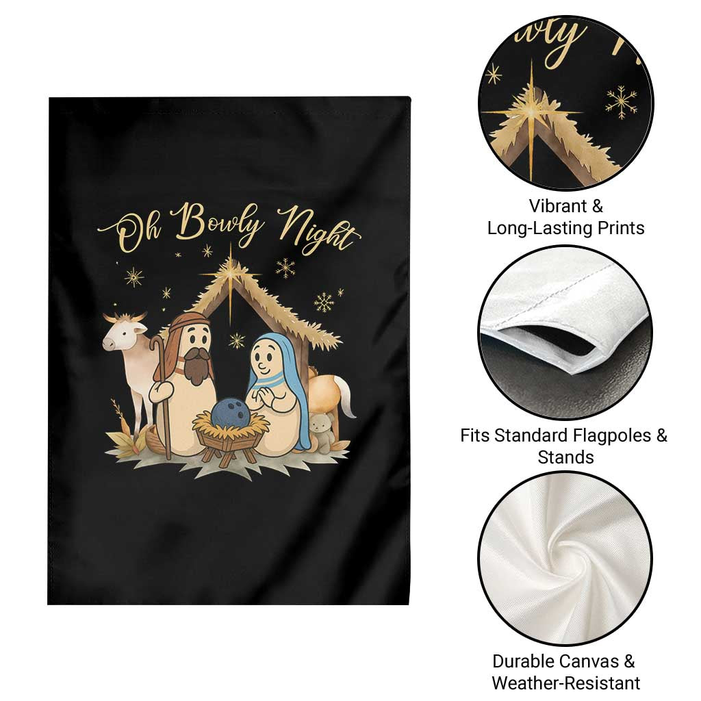 Funny Christmas Bowling Garden Flag Oh Bowly Night Nativity Scene Bowling Pins - Wonder Print Shop