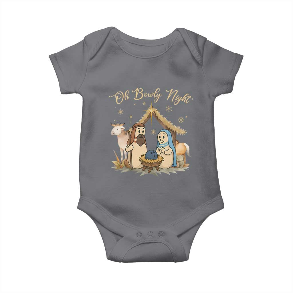 Funny Christmas Bowling Baby Onesie Oh Bowly Night Nativity Scene Bowling Pins - Wonder Print Shop