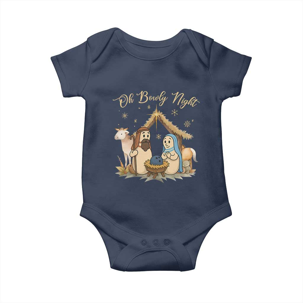 Funny Christmas Bowling Baby Onesie Oh Bowly Night Nativity Scene Bowling Pins - Wonder Print Shop