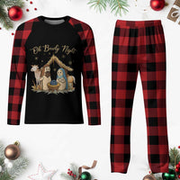 Funny Christmas Bowling Plaid Pajama Set Oh Bowly Night Nativity Scene Bowling Pins - Wonder Print Shop
