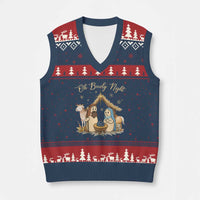 Funny Xmas Bowling V-Neck Knit Sweater Vest Oh Bowly Night Nativity Scene Bowling Pins - Wonder Print Shop