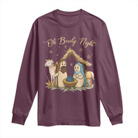 Funny Christmas Bowling Long Sleeve Shirt Oh Bowly Night Nativity Scene Bowling Pins - Wonder Print Shop