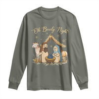 Funny Christmas Bowling Long Sleeve Shirt Oh Bowly Night Nativity Scene Bowling Pins - Wonder Print Shop