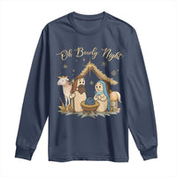 Funny Christmas Bowling Long Sleeve Shirt Oh Bowly Night Nativity Scene Bowling Pins - Wonder Print Shop